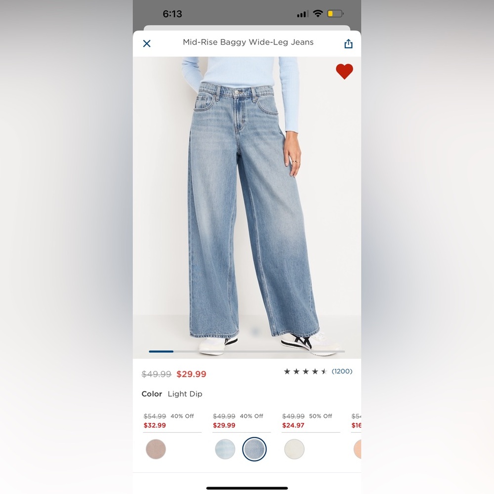 Mid Rise Baggy Wide Leg Jeans